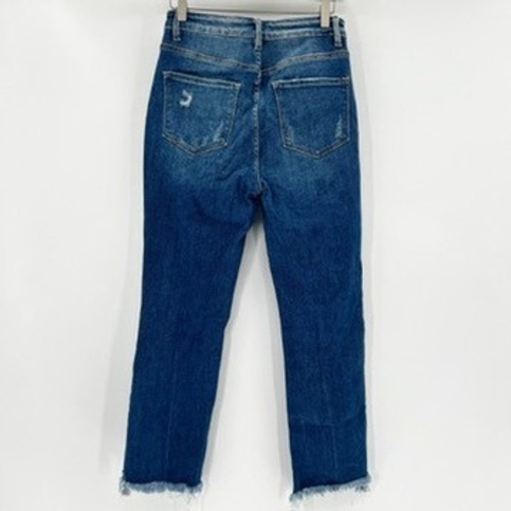 Flying Monkey High Rise Straight Leg Distressed Raw Hem Blue Jeans F4225 Size 27 - Picture 3 of 6